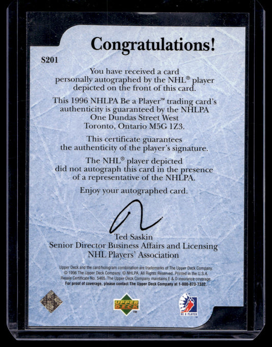 1995-96 Upper Deck Be a Player - Die-Cut Autographs - Jari Kurri #S201