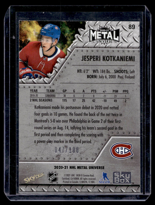 2020-21 Skybox Metal Universe - Precious Metal Gems Red - Jesperi Kotkaniemi #89 /90