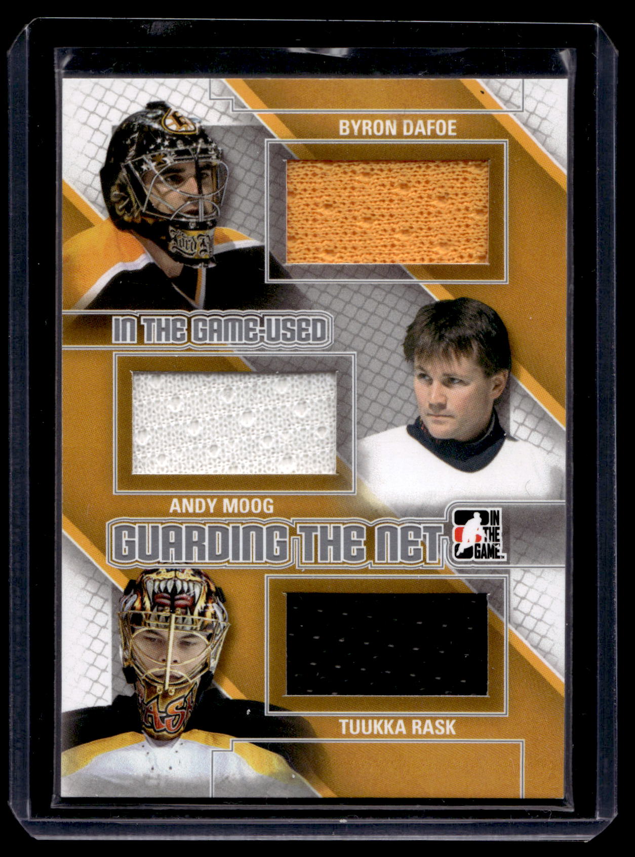 2013-14 In the Game-Used - Guarding the Net - Silver - Byron Dafoe / Andy Moog / Tuukka Rask #GTN-01 PR60