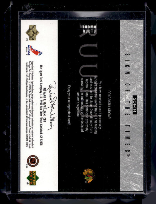2003-04 Upper Deck SP Authentic - Sign of the Times - Tuomo Ruutu #SOT-TR RY