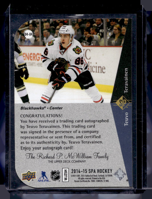 2014-15 Upper Deck SP Authentic - 1994-95 SP Retro - Autographs - 2015-16 SPA Update - Teuvo Teravainen #94-84 RY