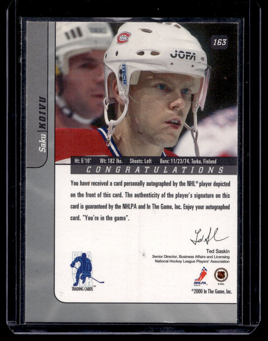 2000-01 In the Game Be A Player Signature Series - Autographs - Saku Koivu #163