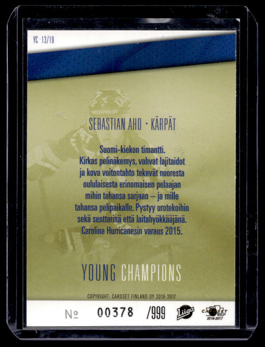 2016-17 Cardset - Young Champions - Sebastian Aho #YC13 /999