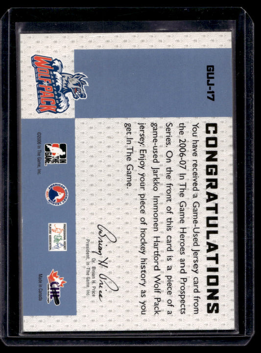 2006-07 In the Game Heroes and Prospects - Game-Used - Jersey - Jarkko Immonen #GUJ-17 RY