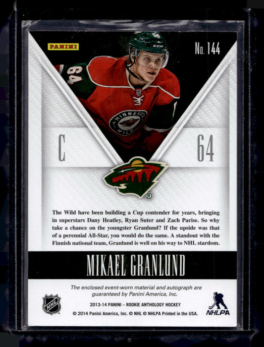 2013-14 Panini Rookie Anthology - Luxury Suite Memorabilia - Rookie Autograph - Mikael Granlund #144 /99 RY