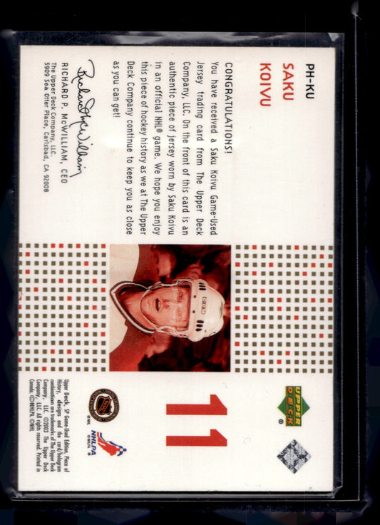 2002-03 Upper Deck SP Game Used - Piece of History - Gold - Saku Koivu #PH-KU /99