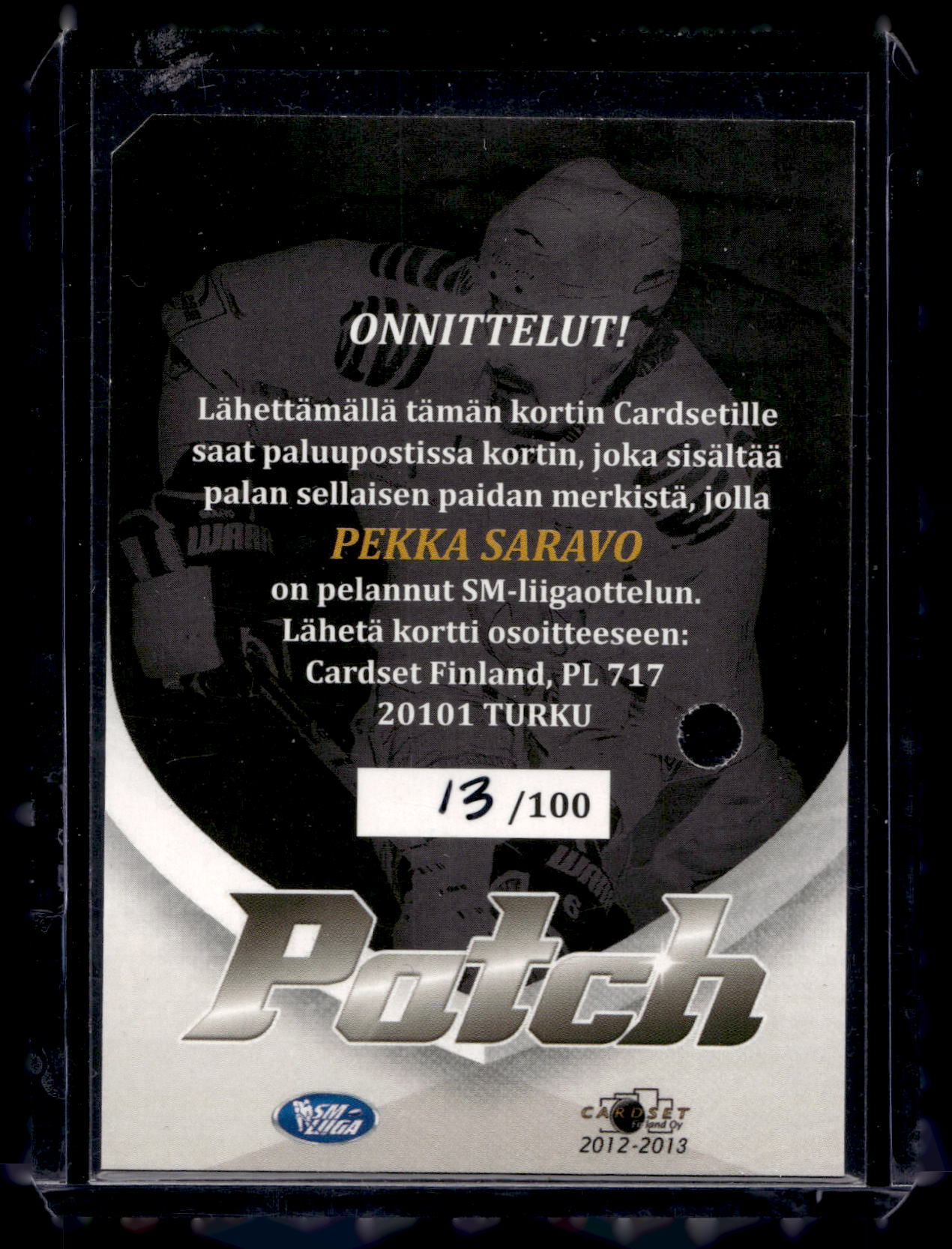 2012-13 Cardset - Patch - Pekka Saravo /100
