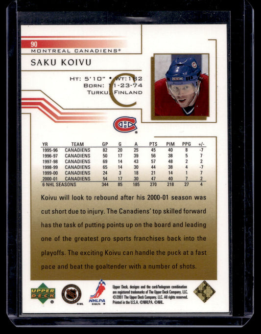 2001-02 Upper Deck - UD Exclusives - Saku Koivu #90 /100