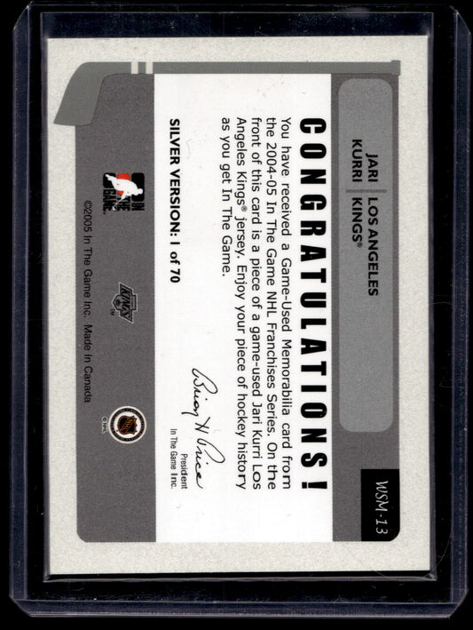 2004-05 In the Game Franchises US West Edition - Game-Used Memorabilia - Silver - Jari Kurri #WSM-13 /70