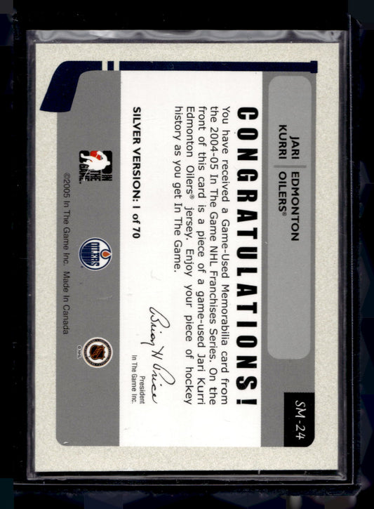 2004-05 In the Game Franchises Canadian Edition - Game-Used Memorabilia - Silver - Jari Kurri #SM-24 /70