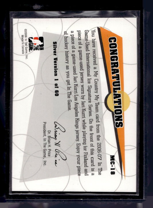 2006-07 In the Game-Used International Ice Signature Series - My Country My Team - Silver - Jari Kurri #MC-18 /60