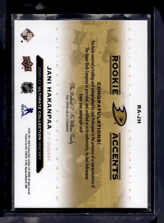 2020-21 Upper Deck Ultimate Collection - Rookie Accents Autographs - Jani Hakanpaa #RA-JH /99 RY