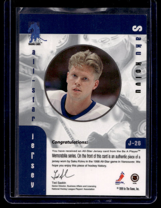 1999-00 In the Game Be A Player Memorabilia - All-Star Jersey - Saku Koivu #J-26
