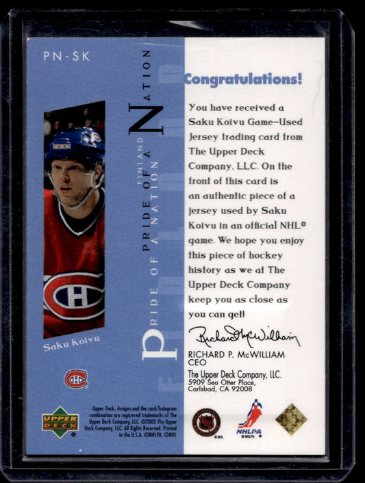 2001-02 Upper Deck - Pride of a Nation - Saku Koivu #PN-SK
