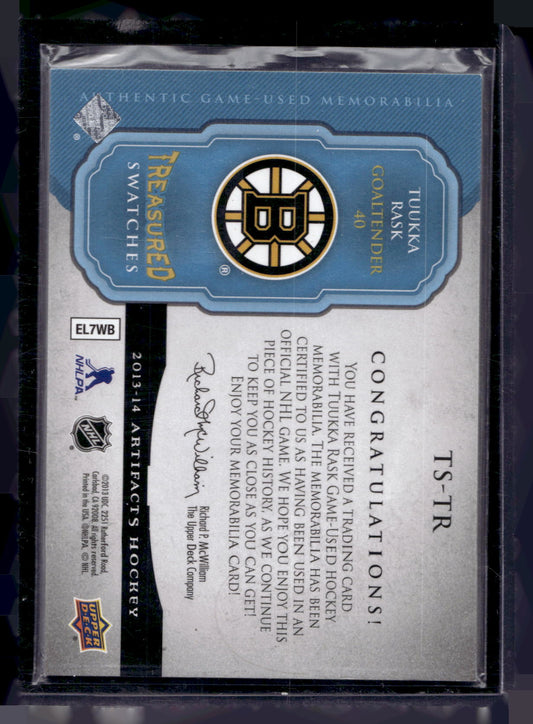 2013-14 Upper Deck Artifacts - Treasured Swatches - Tuukka Rask #TS-TR
