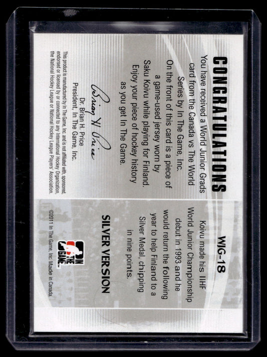 2011-12 In the Game Canada VS the World - World Junior Grads Jersey - Silver - Saku Koivu #WJG-18