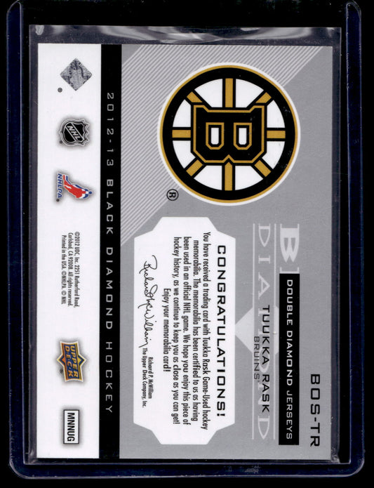 2012-13 Upper Deck Black Diamond - Double Diamond Jersey - Tuukka Rask #BOS-TR
