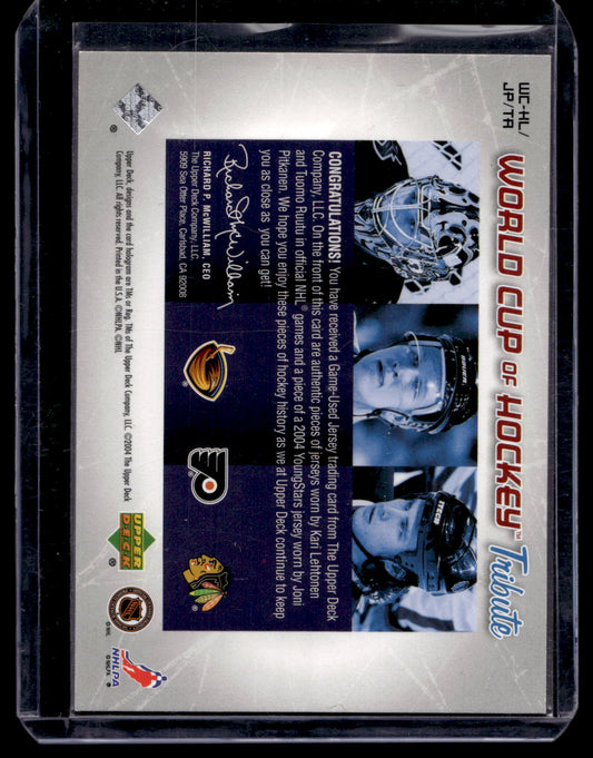 2004-05 Upper Deck - World Cup of Hockey Tribute #WC - Kari Lehtonen / Joni Pitkanen / Tuomo Ruutu #WC-KL/JP/TR /25