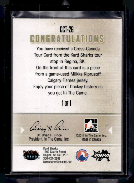 2011 In the Game Cross-Canada Tour - Kard Sharks - Miikka Kiprusoff #CCT-26 1of1