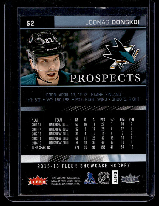 2015-16 Upper Deck Fleer Showcase - SkyBox Premium Prospects - Sparkling Diamonds - Joonas Donskoi #S2 /5 RY