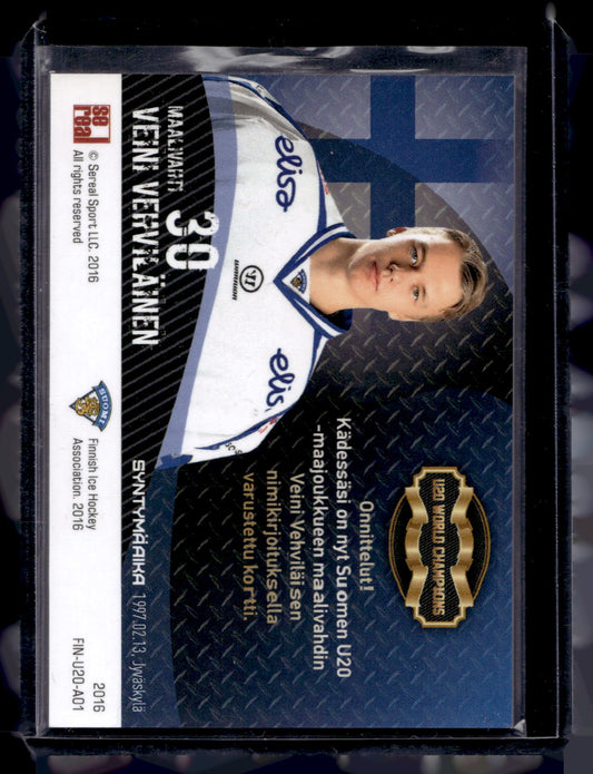 2016 Sereal Team Finland U20 World Champions Autograph - Veini Vehviläinen #FIN-U20-A01 /50