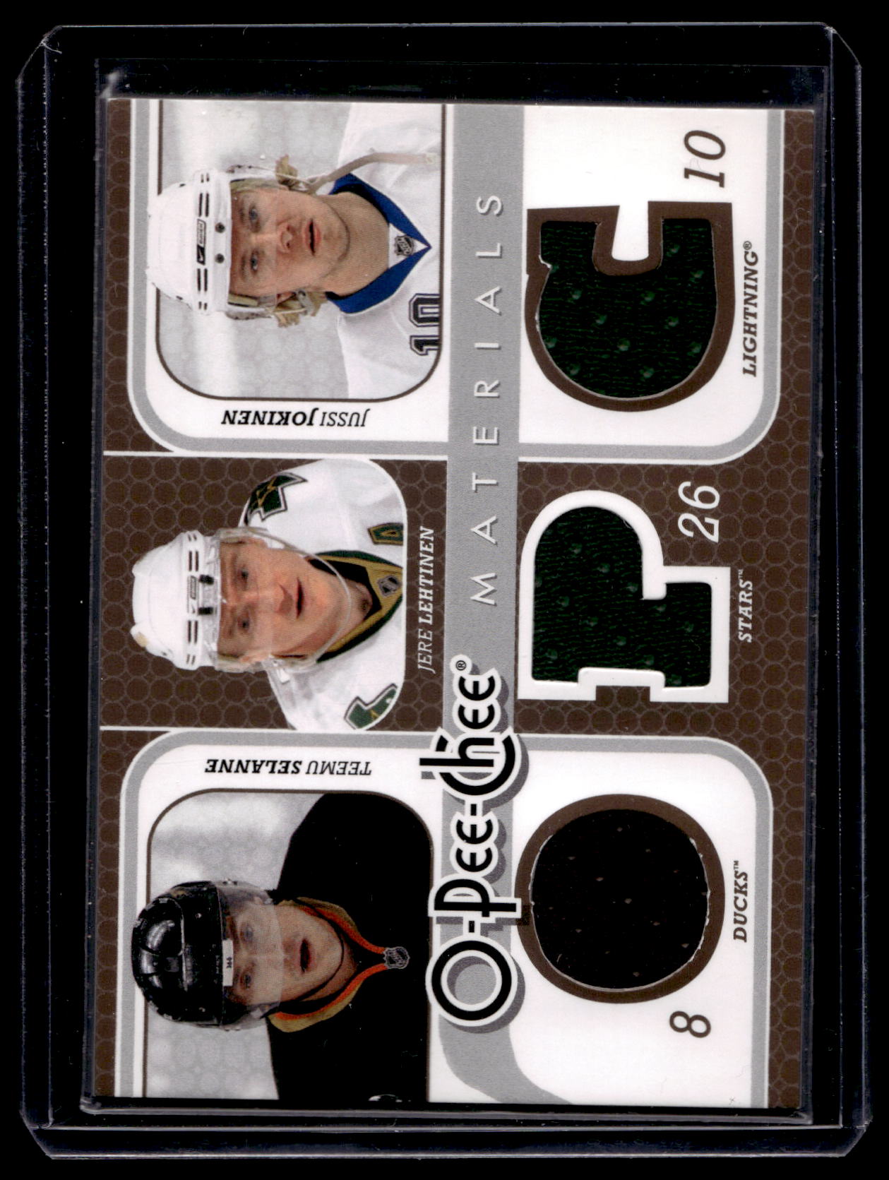 2008-09 O-Pee-Chee - Triple Materials - Teemu Selanne / Jere Lehtinen / Jussi Jokinen #3M-SLJ
