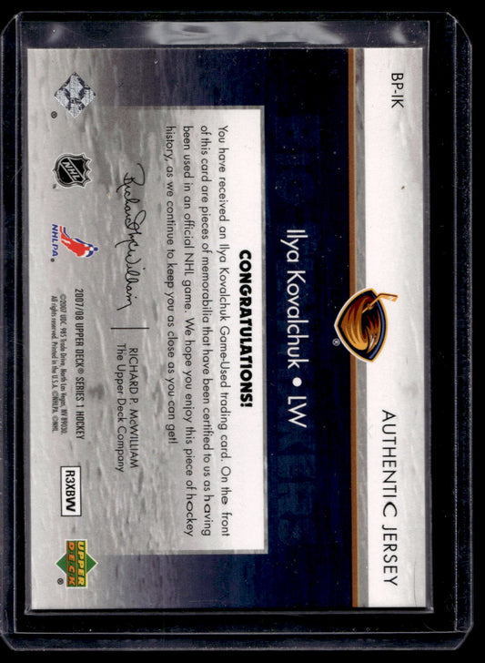 2007-08 Upper Deck - Big Playmakers Jersey - Ilya Kovalchuk #BP-IK /50