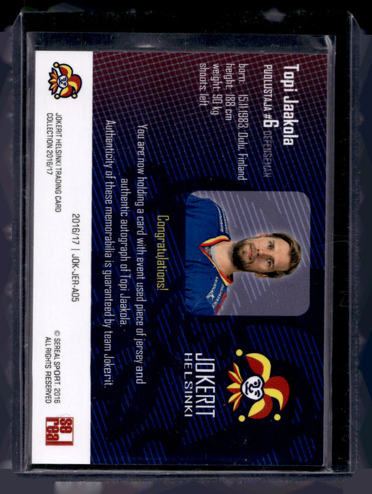 2016-17 Sereal Jokerit Authentic Jersey & Autograph - Topi Jaakola #JOK-JER-A05 /50