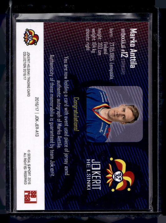 2016-17 Cereal Jokerit Authentic Jersey & Autograph - Marko Anttila #JOK-JER-A13 /50