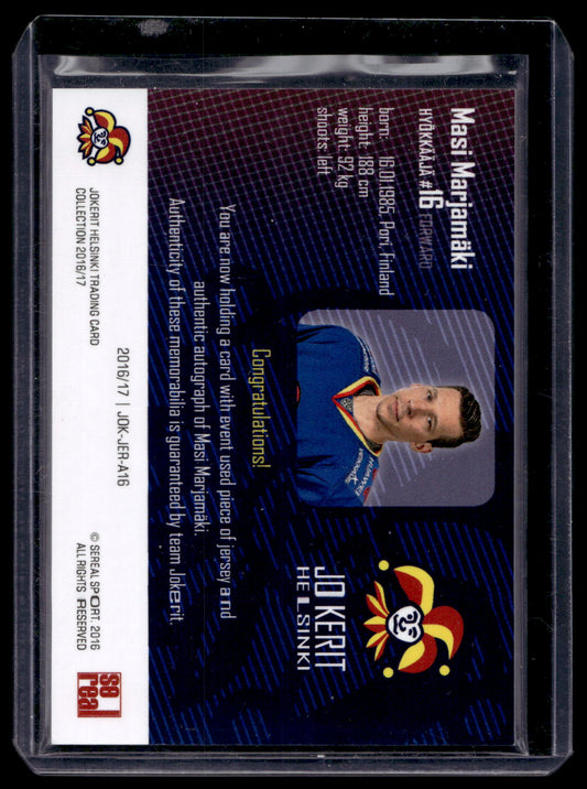 2016-17 Sereal Jokerit Authentic Jersey & Autograph - Masi Marjamäki #JOK-JER-A16 /50