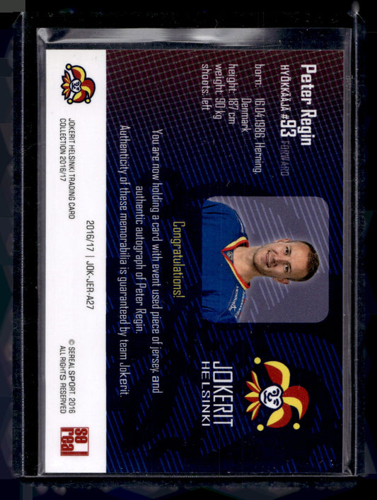 2016-17 Cereal Jokerit Authentic Jersey & Autograph - Peter Regin #JOK-JER-A27 /50