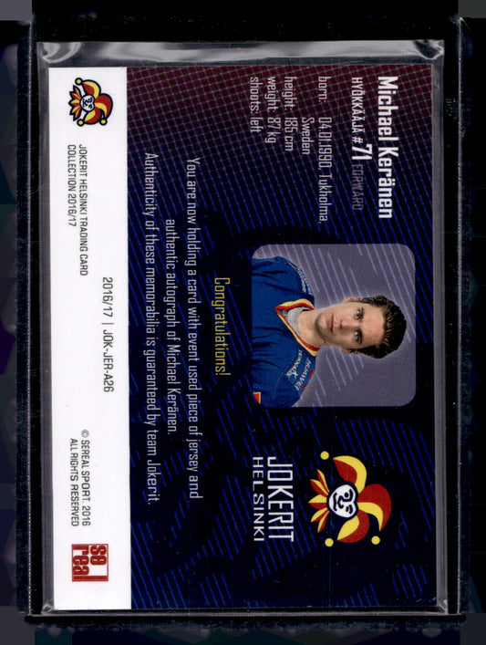 2016-17 Sereal Jokerit Authentic Jersey & Autograph - Michael Keränen #JOK-JER-A26 /50