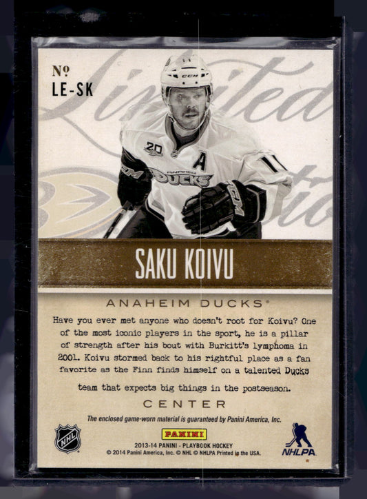 2013-14 Panini Playbook - Limited Edition Materials - Saku Koivu #LE-SK /99