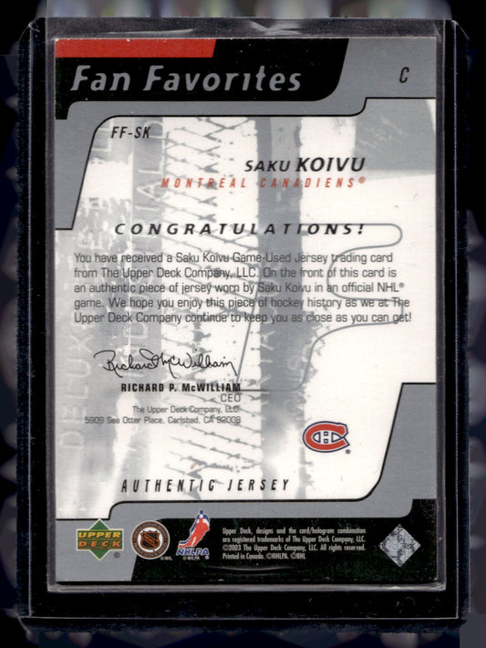 2002-03 Upper Deck - Fan Favorites - Saku Koivu #FF-SK