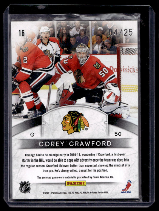 2011-12 Panini Limited - Crease Cleaners - Gold Spotlight - Corey Crawford #16 /25