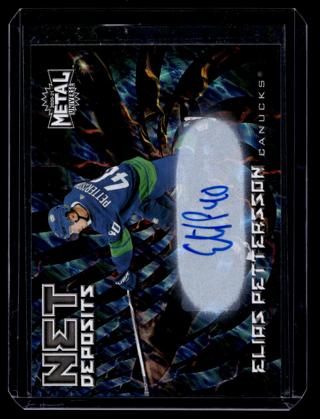 2020-21 Skybox Metal Universe - Net Deposits - Gold Autographs - Elias Pettersson #ND-15