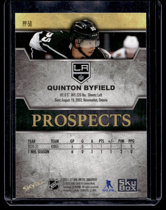 2021-22 Skybox Metal Universe - Premium Prospects - Star Emeralds - Quinton Byfield #PP-50 /10 RY