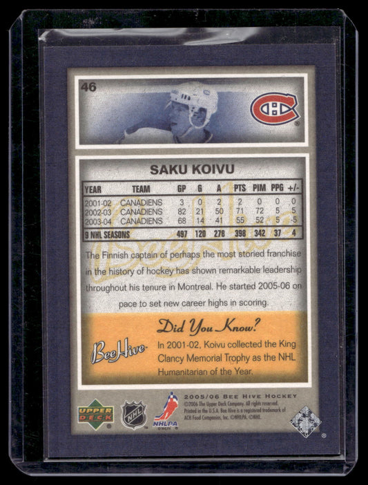 2005-06 Upper Deck Bee Hive - Matte - Saku Koivu #46 /100