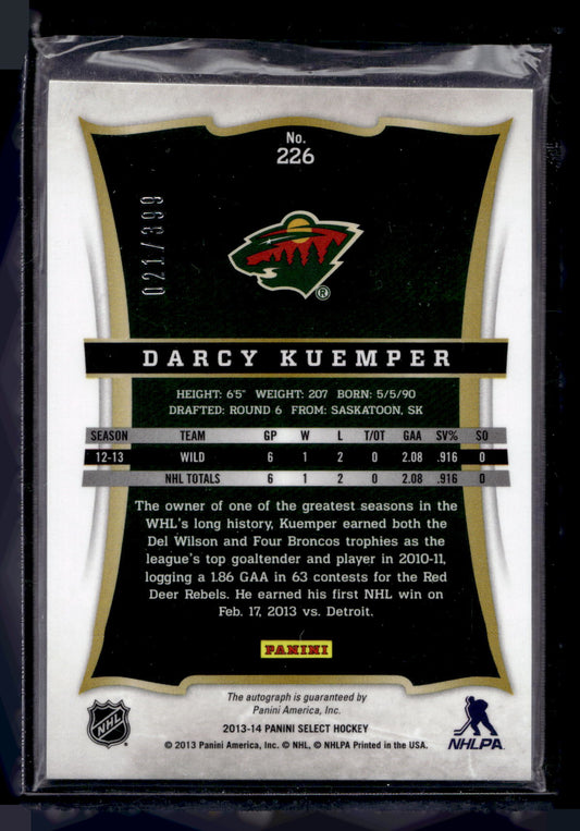 2013-14 Panini Select - Rookie Autographs - Darcy Kuemper #226 /399 RC