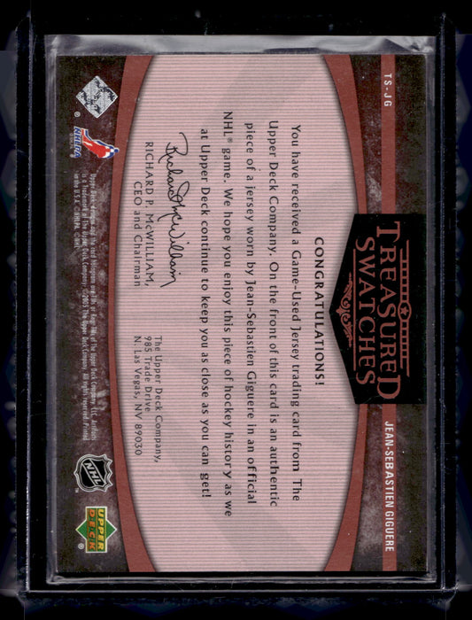 2005-06 Upper Deck Artifacts - Treasured Swatches - Maroon - Jean-Sebastien Giguere #TS-JG /25