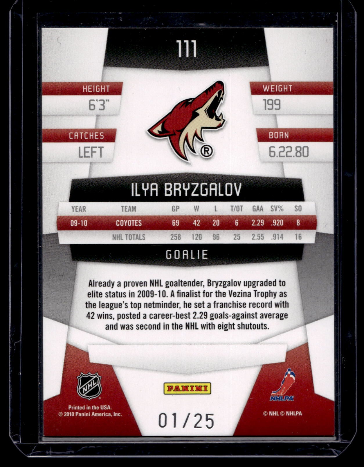 2010-11 Panini Certified - Mirror Gold - Ilya Bryzgalov #111 /25