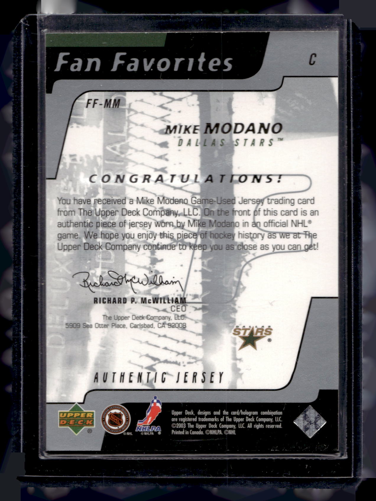 2002-03 Upper Deck - Fan Favorites - Mike Modano #FF-MM