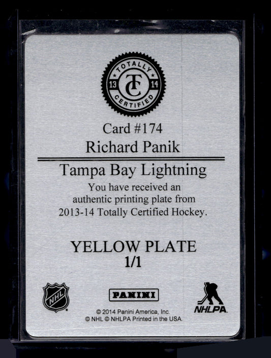 2013-14 Panini Totally Certified - Yellow Printing Plate - Richard Panik #174 1of1