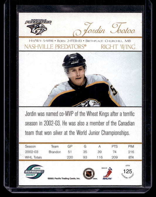 2003-04 Pacific Supreme - Rookie Autographs - Jordin Tootoo #125 /375 RC