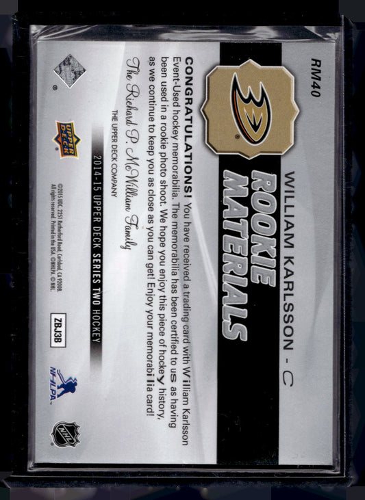 2014-15 Upper Deck - Rookie Materials - William Karlsson #RM40 RY