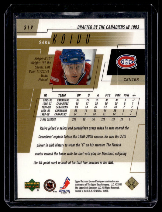 2000-01 Upper Deck - Exclusives Gold - Saku Koivu #319 /25