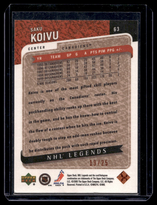 2000-01 Upper Deck Legends - Legendary Collection Bronze - Saku Koivu #63 /25