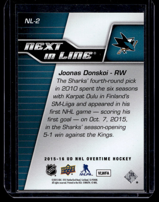 2015-16 Upper Deck GTS Overtime - Next in Line - Blue - Joonas Donskoi #NL-2 /25 RY
