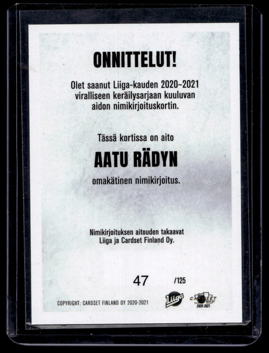 2020-21 Cardset Signature - Aatu Raty /125