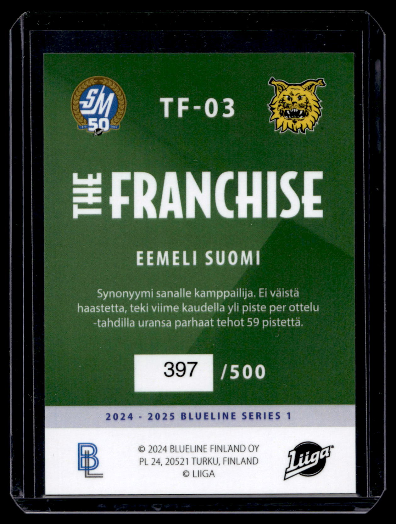 2024-25 Blueline Franchise Gold - Eemeli Suomi #TF-03 /500